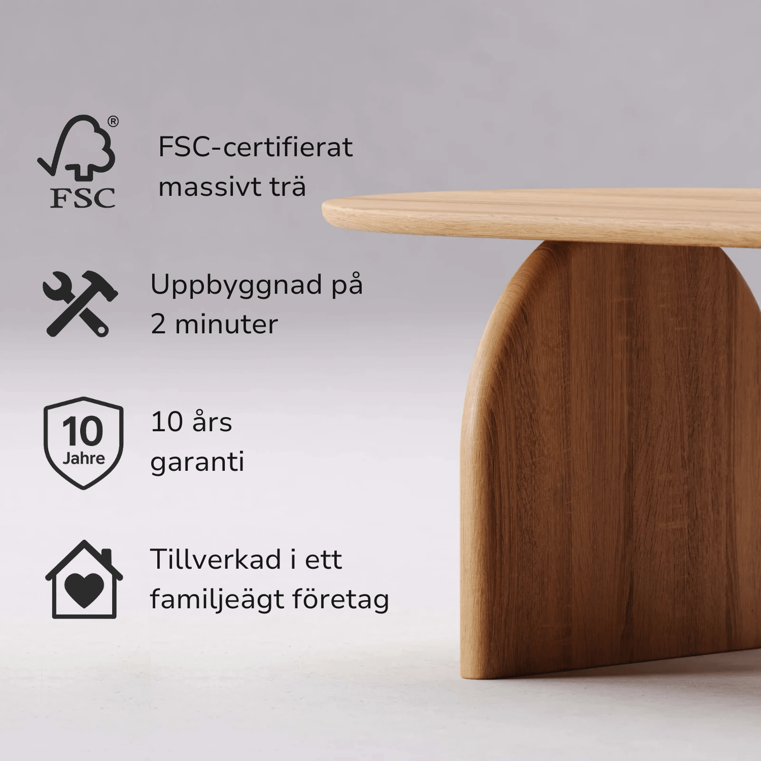 Soffbord i massiv ek 'Runa'