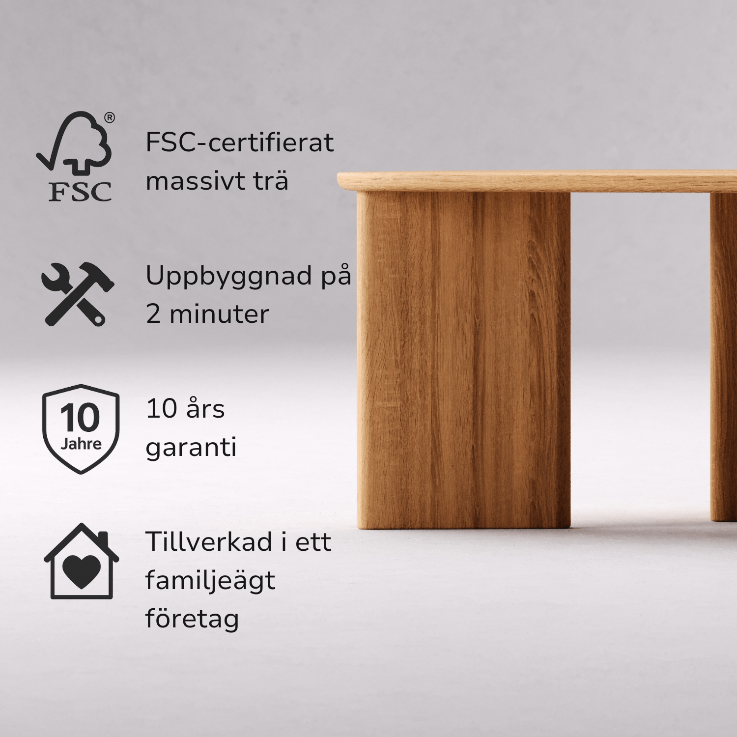 Soffbord i massiv ek 'Tova'