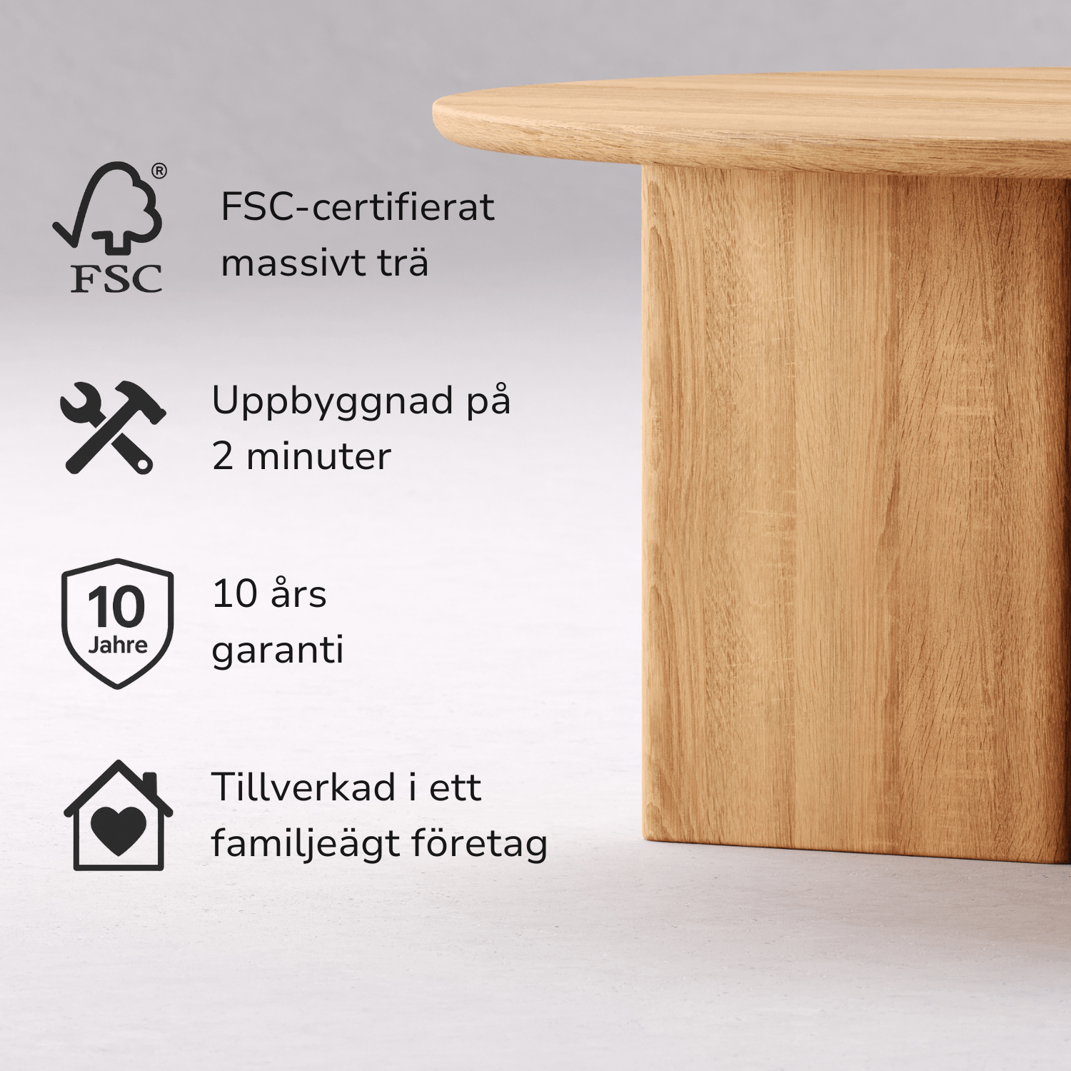 Soffbord i massiv ek 'Niva'