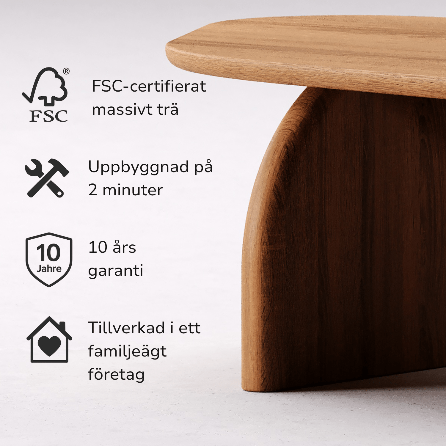 Soffbord i massiv ek 'Eira'